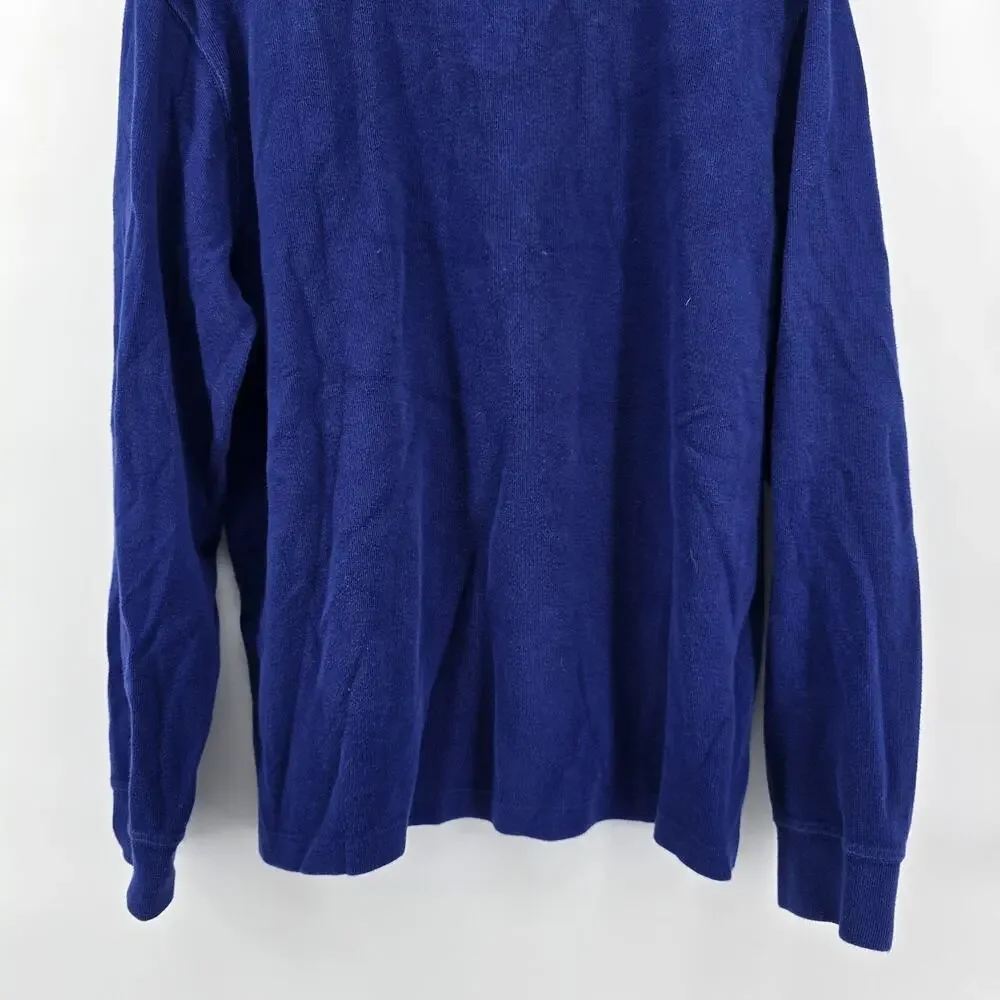 Polo Ralph Lauren Quarter Zip Pullover Mens‎ L Blue Estate Rib Cotton Flesh Pony